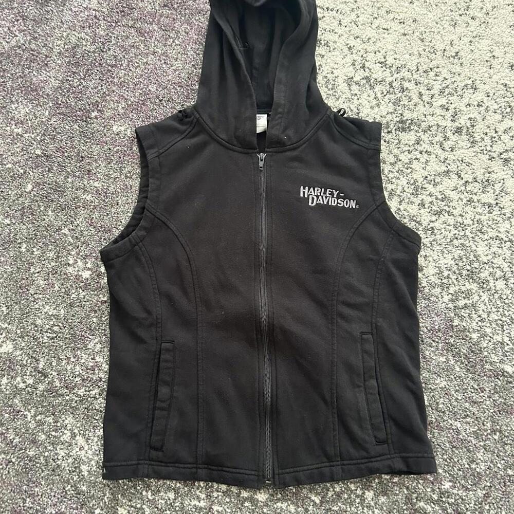 Harley-Davidson Black Sleeveless Hooded Vest